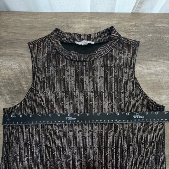 Stella‎ Luce Dress Women's Medium Fit & Flare Sleeveless Black Bronze Metallic - Picture 6 of 8